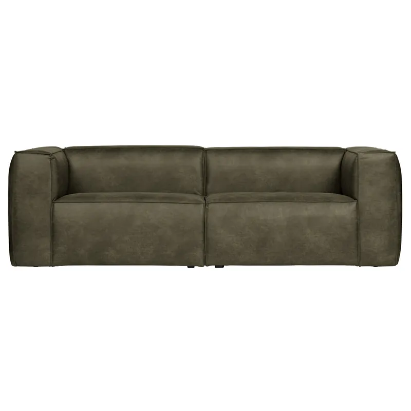 Abverkauf 3,5 Sitzer Sofa Bean armygrün Lounge Couch recyceltes Leder Loungesofa Couchgarnitur