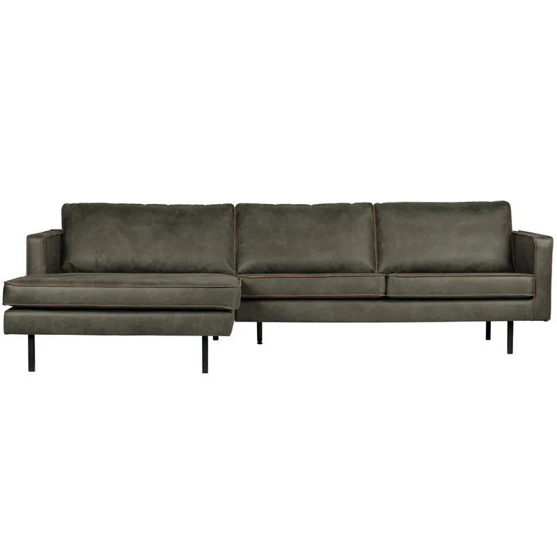 Begrenztes Angebot Ecksofa Rodeo recyceltes Leder armygrün Recamiere links