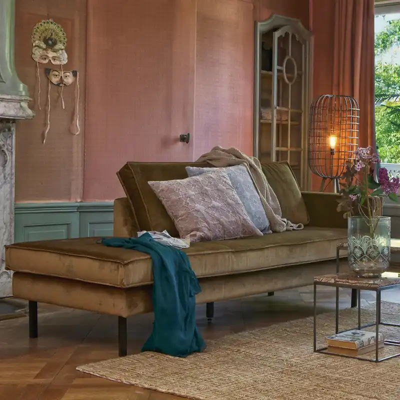 Jetzt Bestellen Sofa Chaiselongue RODEO Recamiere Samt honiggelb
