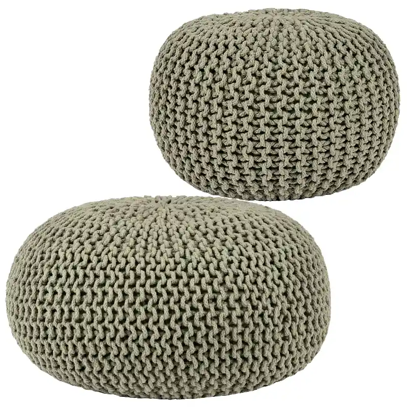 Rabatt Vintage Strick Pouf Sitzhocker Baumwolle Hocker Olive Sitzpouf Polsterhocker