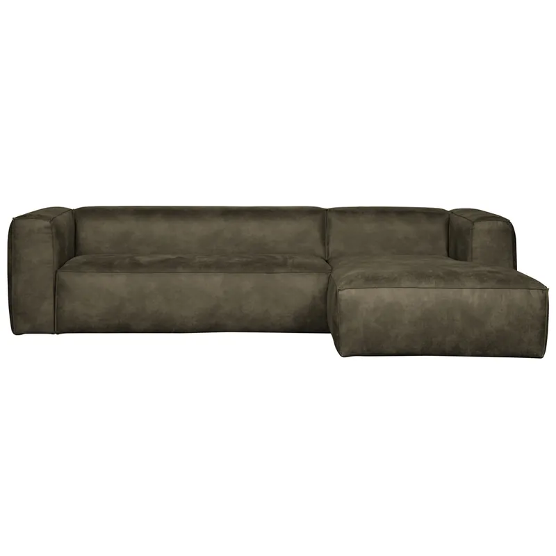 Eckgarnitur BEAN Leder armygrün Couch Polster Sofa Ecksofa Longchair rechts Echt
