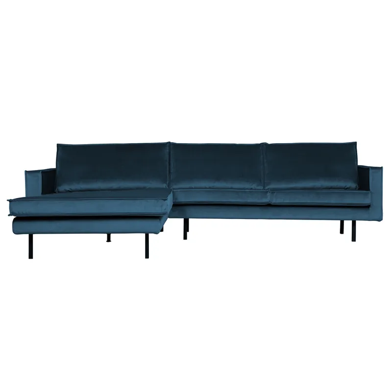 Ecksofa Rodeo Samt blau Recamiere Links Preisreduziert