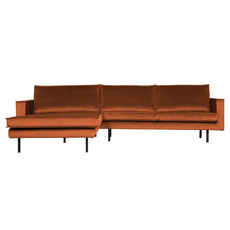 Markenprodukt Ecksofa Rodeo Samt rostfarben Recamiere Links