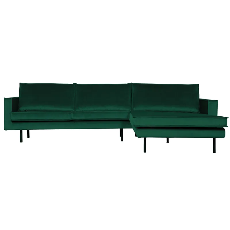 Eckgarnitur Rodeo Samt waldgrün Couch Sofa Ecksofa Longchair rechts Ausverkauf