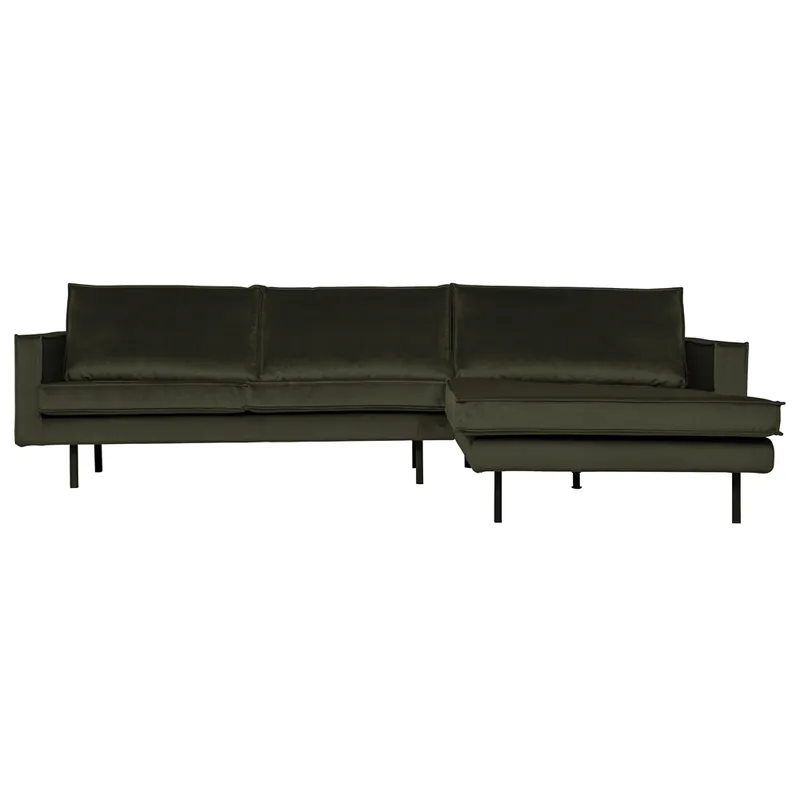 Bestseller Eckgarnitur Rodeo Samt dunkelgrün Couch Sofa Ecksofa Longchair rechts