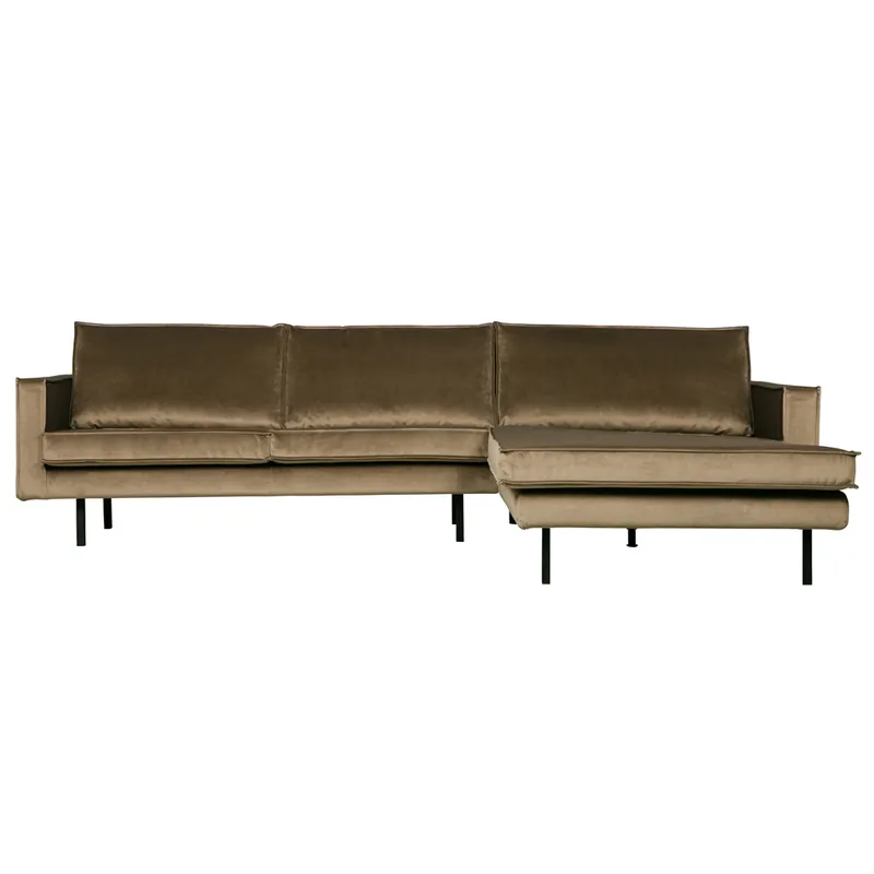 Eckgarnitur Rodeo Samt taupe Couch Sofa Ecksofa Longchair rechts Sonderaktion