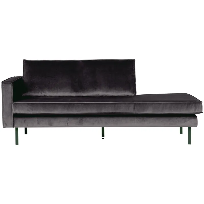 Sofa Chaiselongue RODEO Recamiere Samt anthrazit links Tagesbett Neu