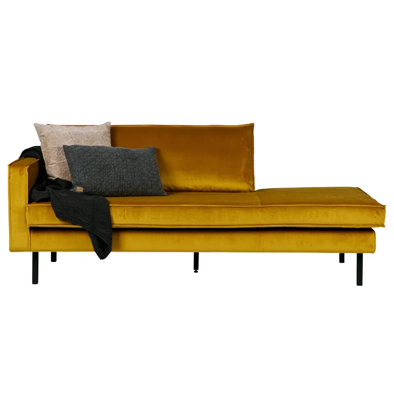 Sofa Chaiselongue RODEO Recamiere Samt ocker links Tagesbett Nur Heute