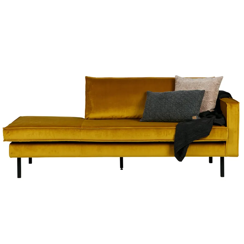 Must-Have Sofa Chaiselongue RODEO Recamiere Samt ocker rechts Tagesbett