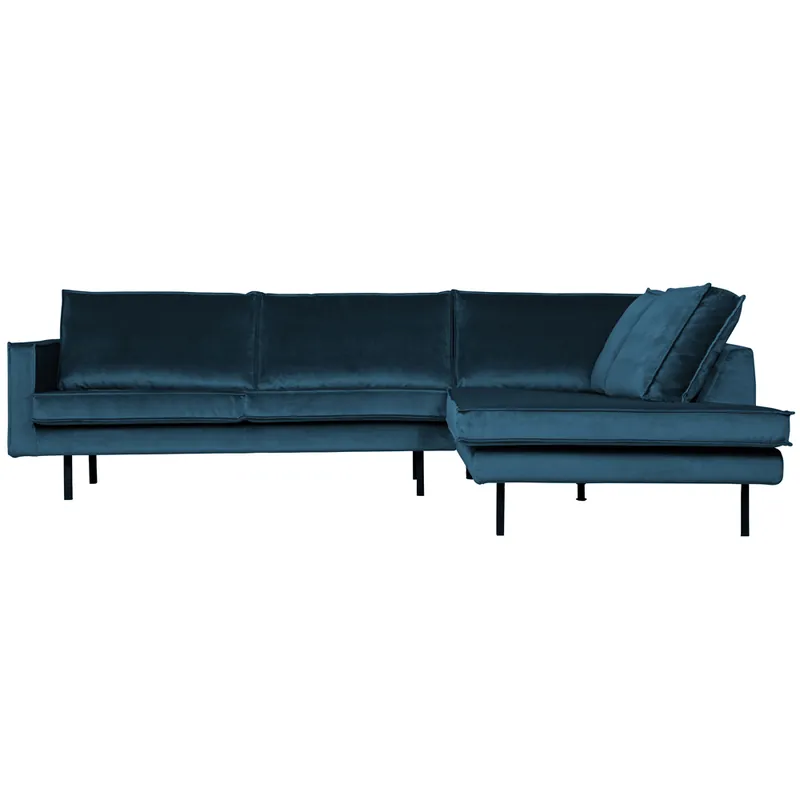 Eckgarnitur Rodeo Samt blau Couch Sofa Ecksofa Longchair rechts Markenware