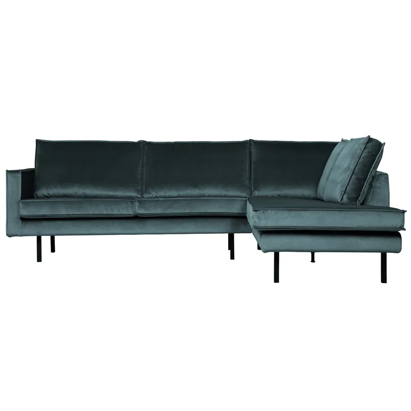 Nur Für Kurze Zeit Eckgarnitur Rodeo Samt blaugrün Couch Sofa Ecksofa Longchair rechts