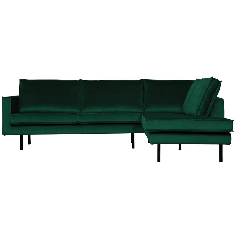 Heißes Angebot Eckgarnitur Rodeo Samt waldgrün Couch Sofa Ecksofa Longchair rechts