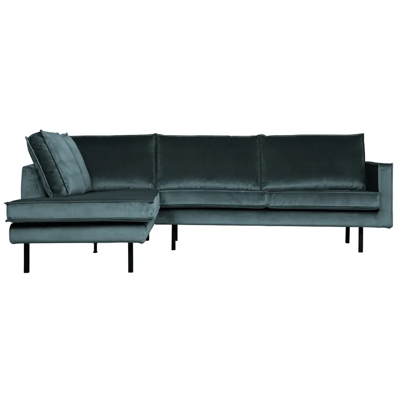 Expressversand Eckgarnitur Rodeo Samt blaugrün Couch Sofa Ecksofa Longchair links