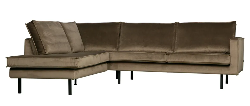 Ecksofa Rodeo Samt taupe Longchair links Markenware