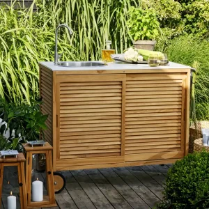 Outdoor Küche Teakholz Außenküche Beton-Look Beliebt