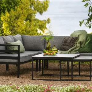 Highlight Ecksofa Garten Lounge Set WELDON incl. Sitzkissen schwarz