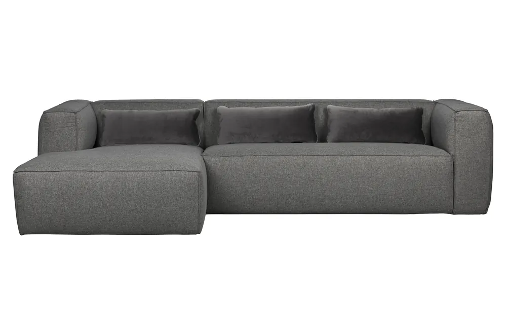 Billig WOOOD Ecksofa BEAN mittelgrau Longchair links