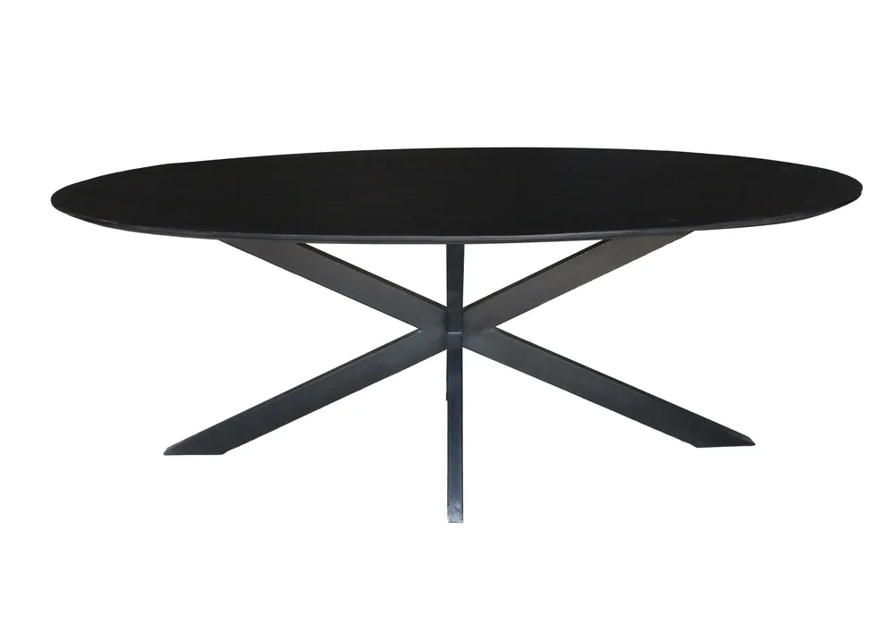 Esstisch Oslo 210 x 100 cm oval Akazie schwarz Super-Preis