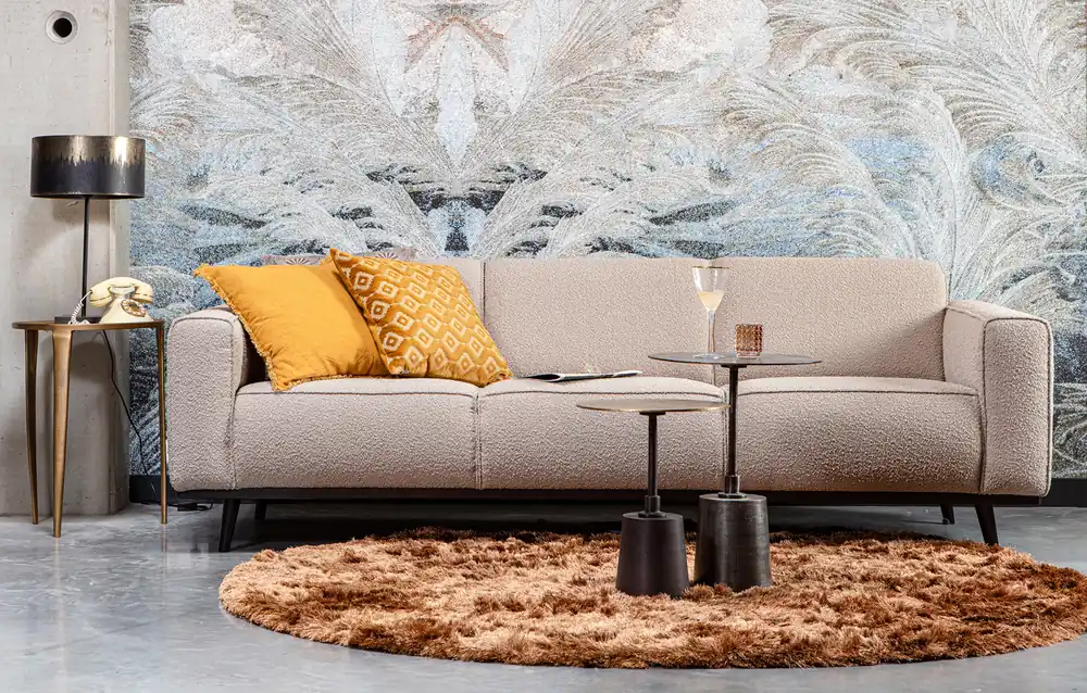 Solange Der Vorrat Reicht 3 Sitzer Sofa STATEMENT Bouclé beige