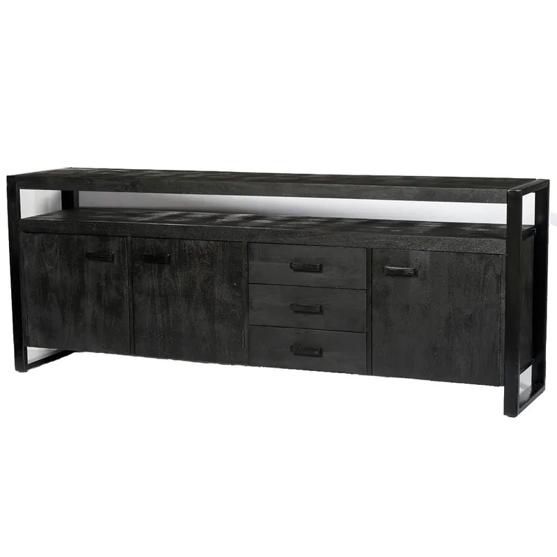 Solange Der Vorrat Reicht Kommode Sideboard Norris 210 cm Mango Holz Metall schwarz