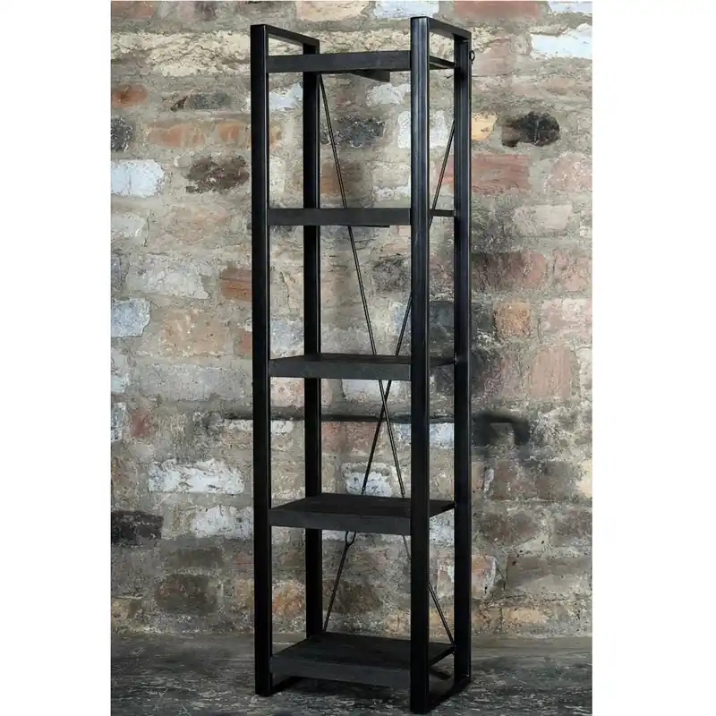 Regal Bücherregal Norris 55 cm Mango Massivholz Metall schwarz Echt