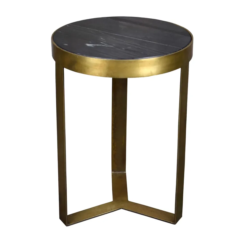 Solange Der Vorrat Reicht Beistelltisch Glennis Marble Ø 40 cm Black Gold Marmor Metall