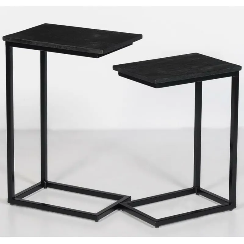 2er Set Couchtisch Jordy Norris Mango Massivholz Metall schwarz Satztische Beistelltisch Sofatisch Jetzt Kaufen